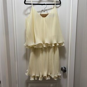 Anthropology Cream Pleated Sleeveless Top and Skirt Set